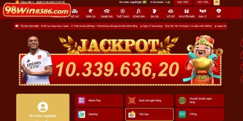 Hệ thống nạp tiền 98win hướng đến các bước thực hiện đơn giản